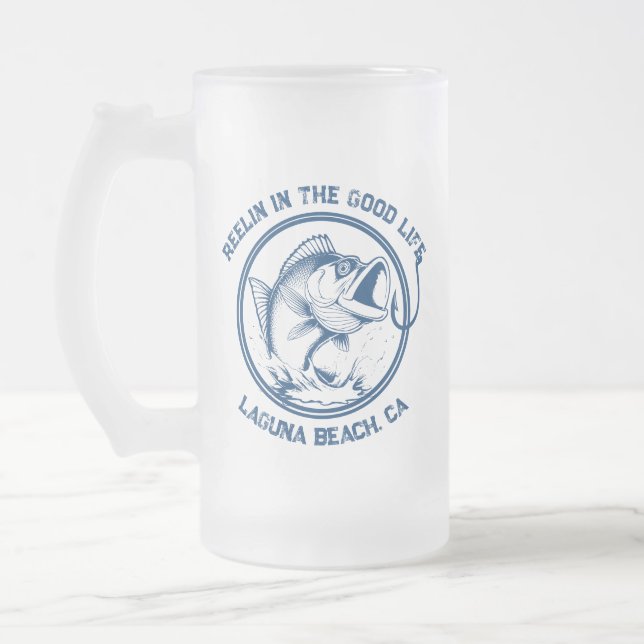 Caneca De Cerveja Vidro Jateado Peixes Engraçados-Reelin na Boa Vida (Esquerda)