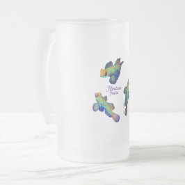 Caneca De Cerveja Vidro Jateado Peixes Mandarin