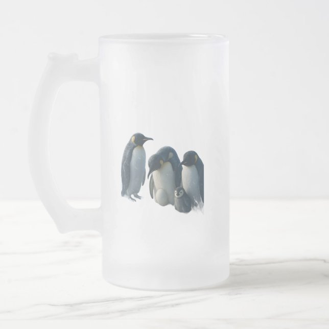 Caneca De Cerveja Vidro Jateado Penguin frosted glass beer product description (Esquerda)