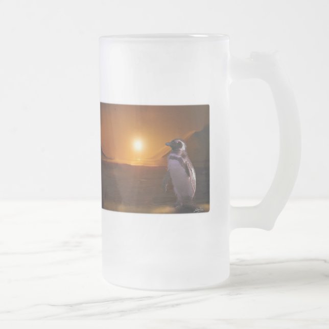 CANECA DE CERVEJA VIDRO JATEADO PENGUIN SUNSET (Direita)
