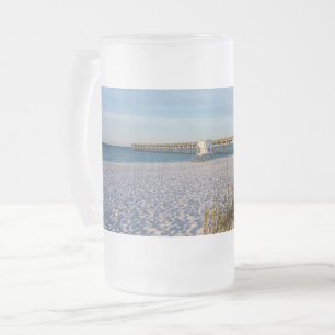 Caneca De Cerveja Vidro Jateado Pensacola Sand Dunes Pier Morning Fosco Beer Mug