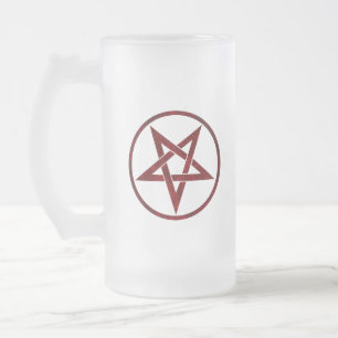 Caneca De Cerveja Vidro Jateado Pentagrama do diabo vermelho