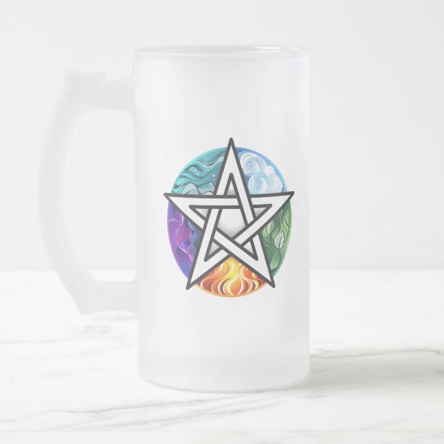 Caneca De Cerveja Vidro Jateado Pentagrama do Wiccan (Esquerda)