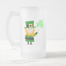 Caneca De Cerveja Vidro Jateado Pequeno Fosco de Leprechaun Mug