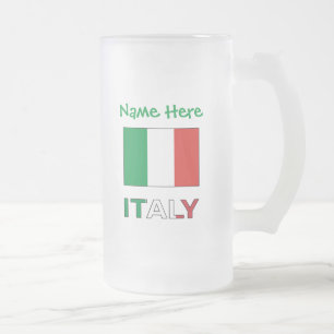 Caneca De Cerveja Vidro Jateado Personalização da Bandeira Italiana Verde Itália 