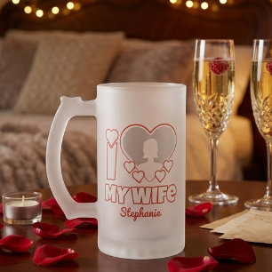 Caneca De Cerveja Vidro Jateado Personalizado Amo Minha Esposa - Adicionar Nome e