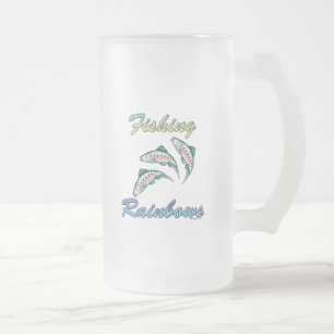 Caneca De Cerveja Vidro Jateado Pesca De Arcos-Arco Pescar Truta Arco-Íris