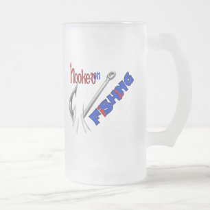 Caneca De Cerveja Vidro Jateado Pesca engraçada enganchada na pesca