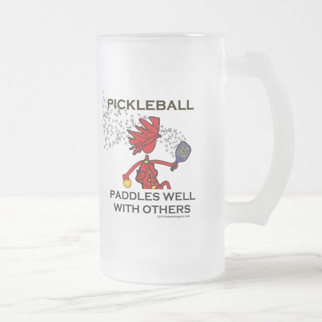Caneca De Cerveja Vidro Jateado Pickleball rema bem com outro (Direita)