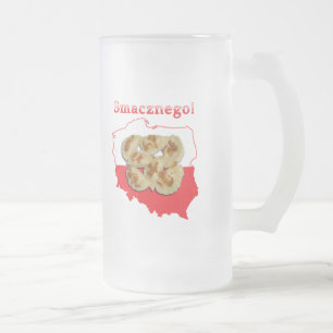 Caneca De Cerveja Vidro Jateado Pierogi Smacznego Mapa Polonês