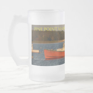 Caneca De Cerveja Vidro Jateado Pine Point Maine Fosco de 16 oz - Cama de vidro Fo