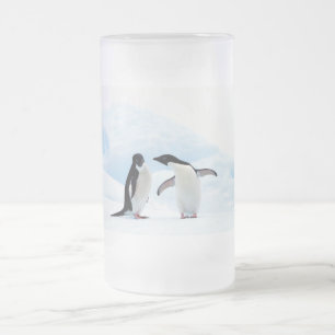 Caneca De Cerveja Vidro Jateado Pinguins Adelie