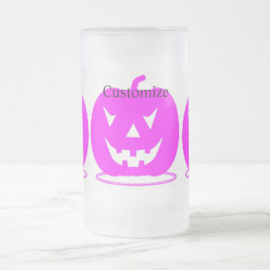 Caneca De Cerveja Vidro Jateado Pink Jack o'lantern Halloween Thunder_Cove