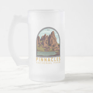Caneca De Cerveja Vidro Jateado Pinnacle National Park Vintage Emblem