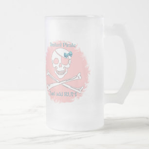 Caneca De Cerveja Vidro Jateado Pirata imediato cor-de-rosa