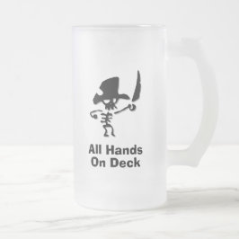 Caneca De Cerveja Vidro Jateado Pirata Todas As Mãos No Decodificador