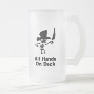 Caneca De Cerveja Vidro Jateado Pirata Todas As Mãos No Decodificador