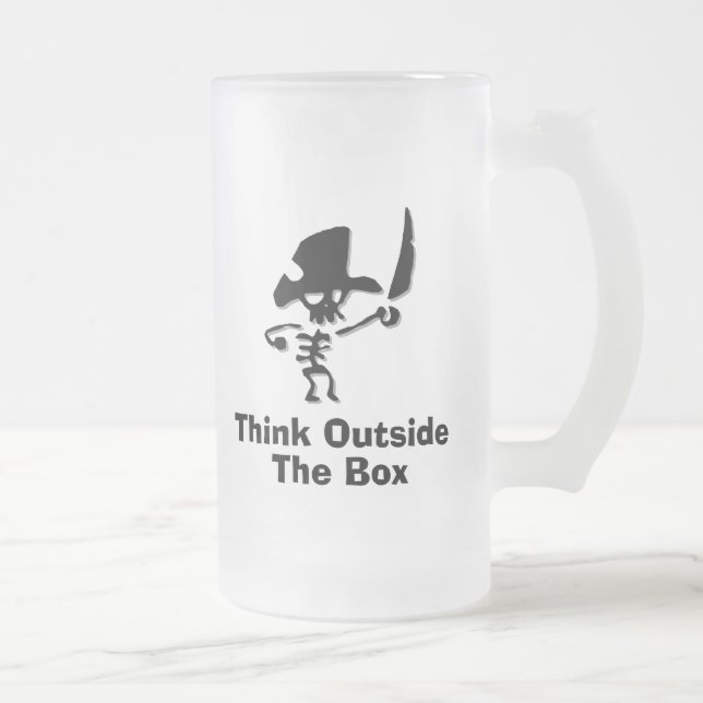 Caneca De Cerveja Vidro Jateado Pirate Pense Fora Da Caixa (Direita)