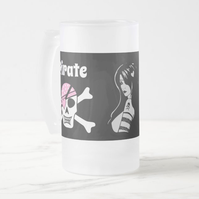 Caneca De Cerveja Vidro Jateado Pirate Princess (Frente Esquerda)