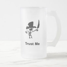 Caneca De Cerveja Vidro Jateado Pirate Trust Me