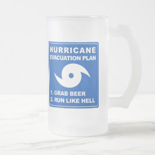 Caneca De Cerveja Vidro Jateado Plano de evacuação do furacão