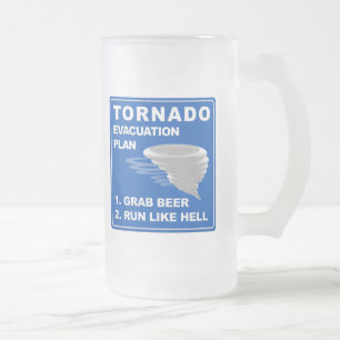 Caneca De Cerveja Vidro Jateado Plano de Evacuação Tornado