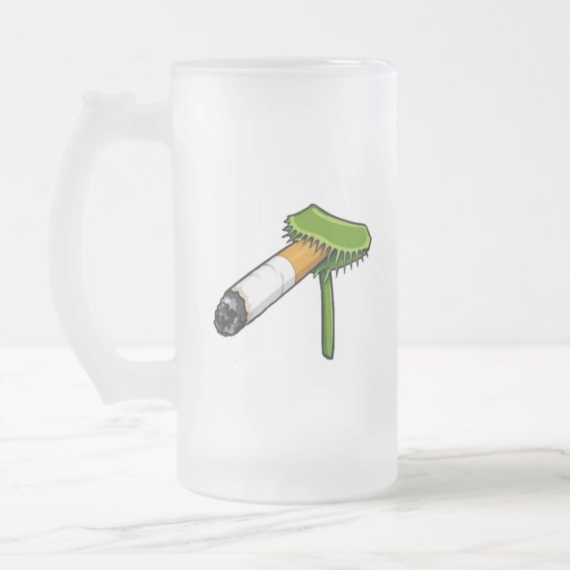 Caneca De Cerveja Vidro Jateado Planta de Venus Flytrap Com Cigarro (Esquerda)