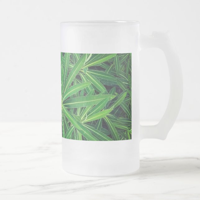 Caneca De Cerveja Vidro Jateado Planta verde (Direita)