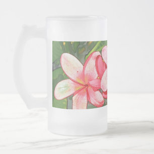 Caneca De Cerveja Vidro Jateado Plumeria