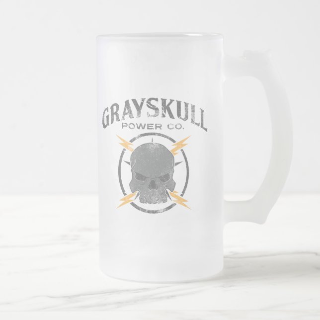 Caneca De Cerveja Vidro Jateado Poder Co. de Grayskull (Direita)
