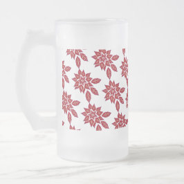 Caneca De Cerveja Vidro Jateado Poinsettia (vermelha)
