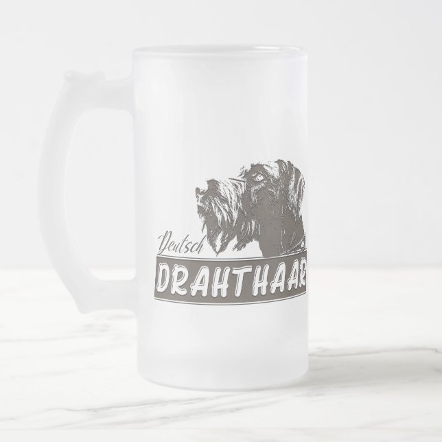 Caneca De Cerveja Vidro Jateado Pointer Alemão de Pelo Cabeludo (Esquerda)
