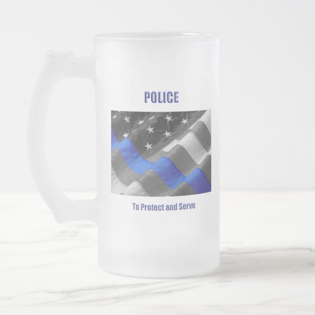 Caneca De Cerveja Vidro Jateado Polícia (Esquerda)