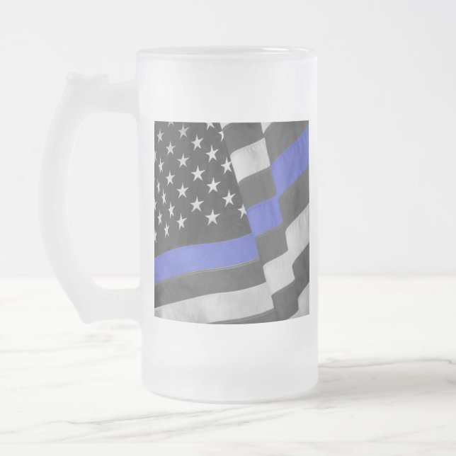 Caneca De Cerveja Vidro Jateado Polícia (Esquerda)