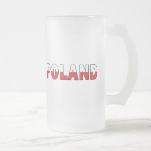 Caneca De Cerveja Vidro Jateado Polônia em cores polonesas da bandeira