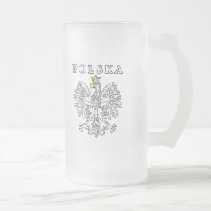 Caneca De Cerveja Vidro Jateado Polska com Eagle polonês