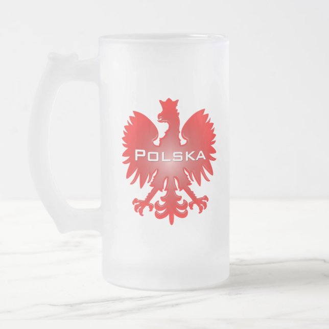 Caneca De Cerveja Vidro Jateado Polska Eagle Fosco Mug (Esquerda)