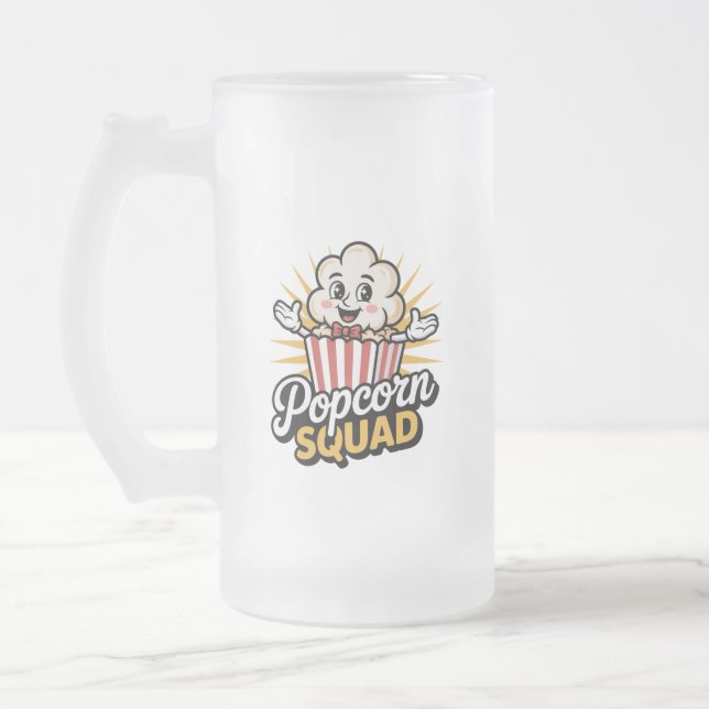 Caneca De Cerveja Vidro Jateado Popcorn Squad (Esquerda)