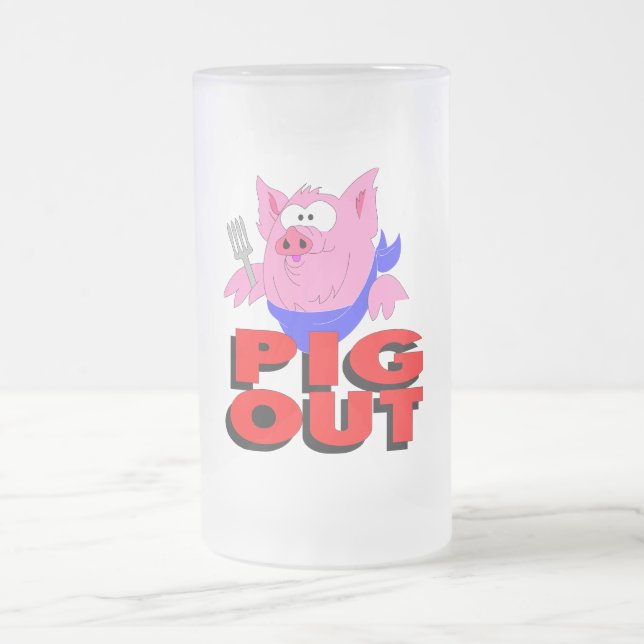 Caneca De Cerveja Vidro Jateado porco (Centro)