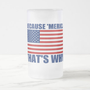 Caneca De Cerveja Vidro Jateado PORQUE 'caneca de cerveja da bandeira de MERICA É