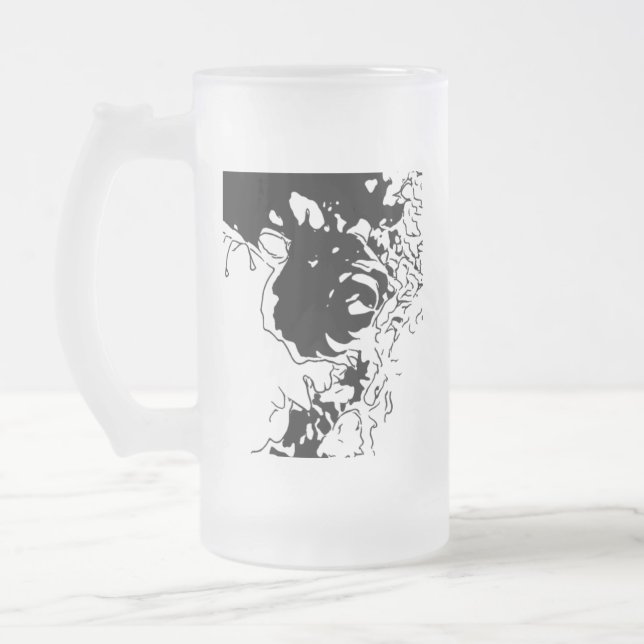 Caneca De Cerveja Vidro Jateado Porta da Flor (Esquerda)