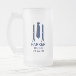 Caneca De Cerveja Vidro Jateado Porteiro Gravata Azul