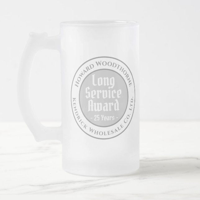 Caneca De Cerveja Vidro Jateado Prêmio de Serviço Real e Longo (Esquerda)