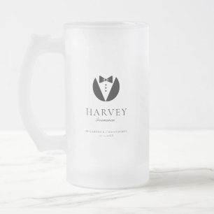 Caneca De Cerveja Vidro Jateado Presente para Padrinho Gravata Borboleta Simples M