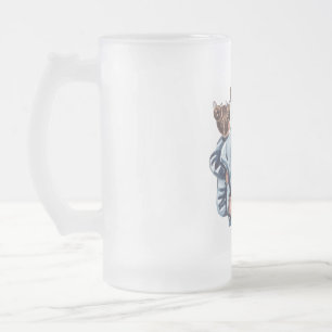 Caneca De Cerveja Vidro Jateado Presente Personalizado de Super Mãe com Filho e Fi