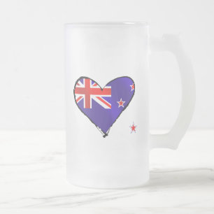Caneca De Cerveja Vidro Jateado Presentes da bandeira do coração do amor de Nova