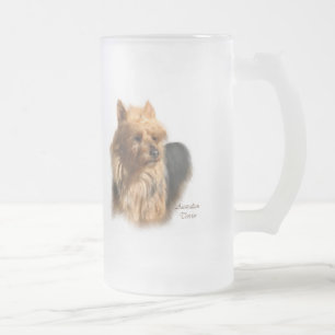 Caneca De Cerveja Vidro Jateado Presentes de Arte Terrier Australianos