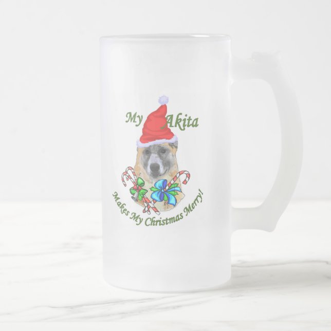 Caneca De Cerveja Vidro Jateado Presentes de Natal Akita (Direita)