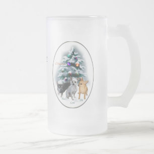Caneca De Cerveja Vidro Jateado Presentes de Natal Chihuahua