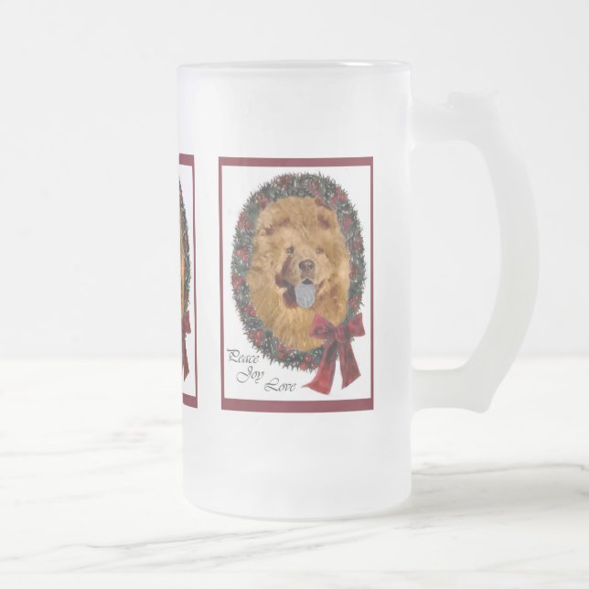 Caneca De Cerveja Vidro Jateado Presentes de Natal Chow Chow (Direita)